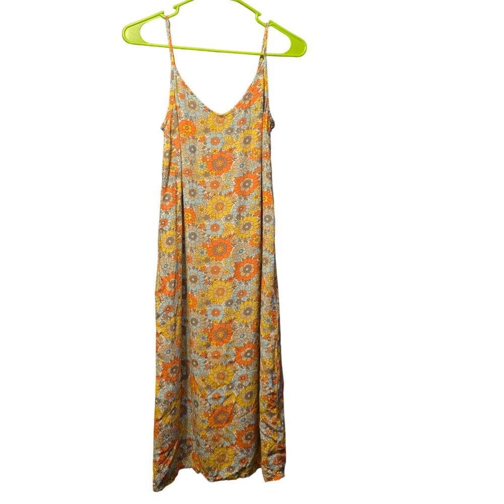 Brixton funky retro floral midi slip dress size xs